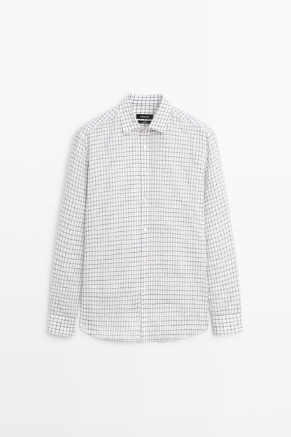 Regular Fit Plaid Linen Shirt
