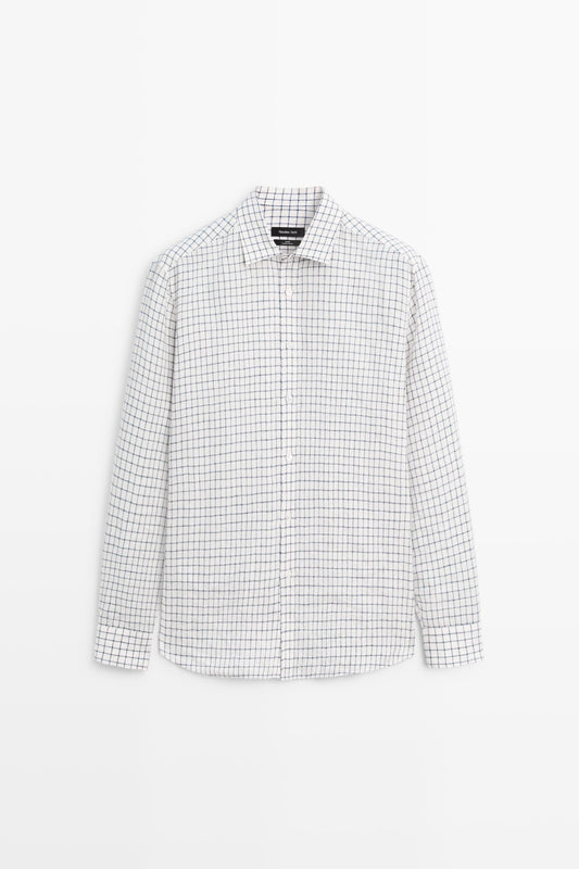 Regular Fit Plaid Linen Shirt