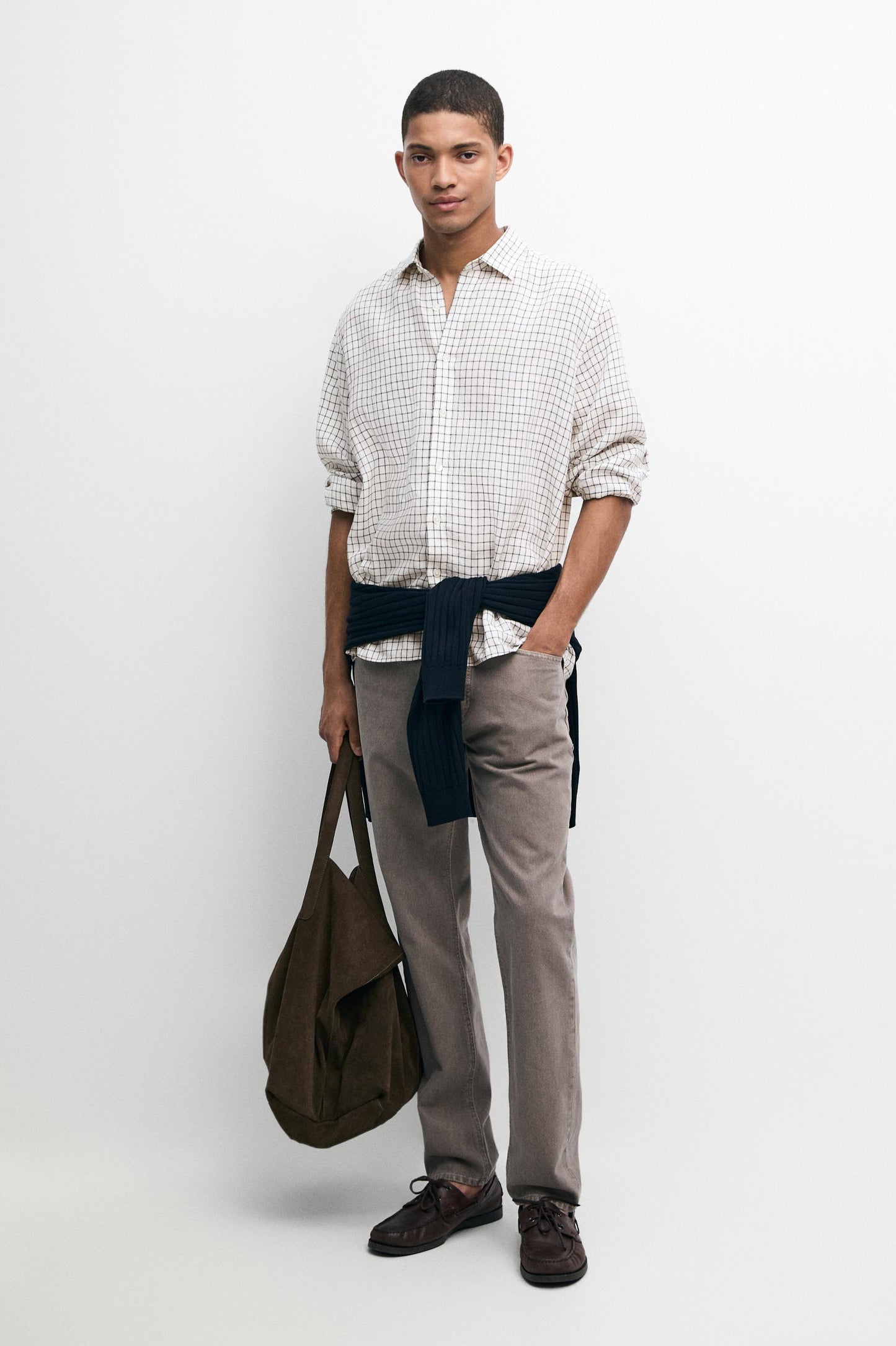 Regular Fit Plaid Linen Shirt