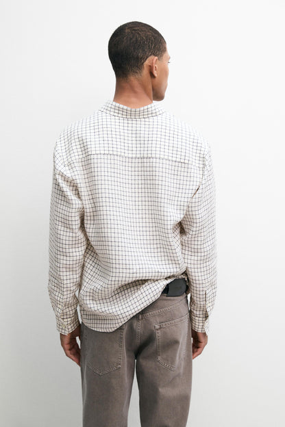 Regular Fit Plaid Linen Shirt